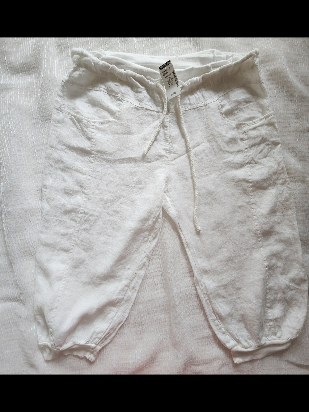 Terra Nostra White Linen Drawstring Pants